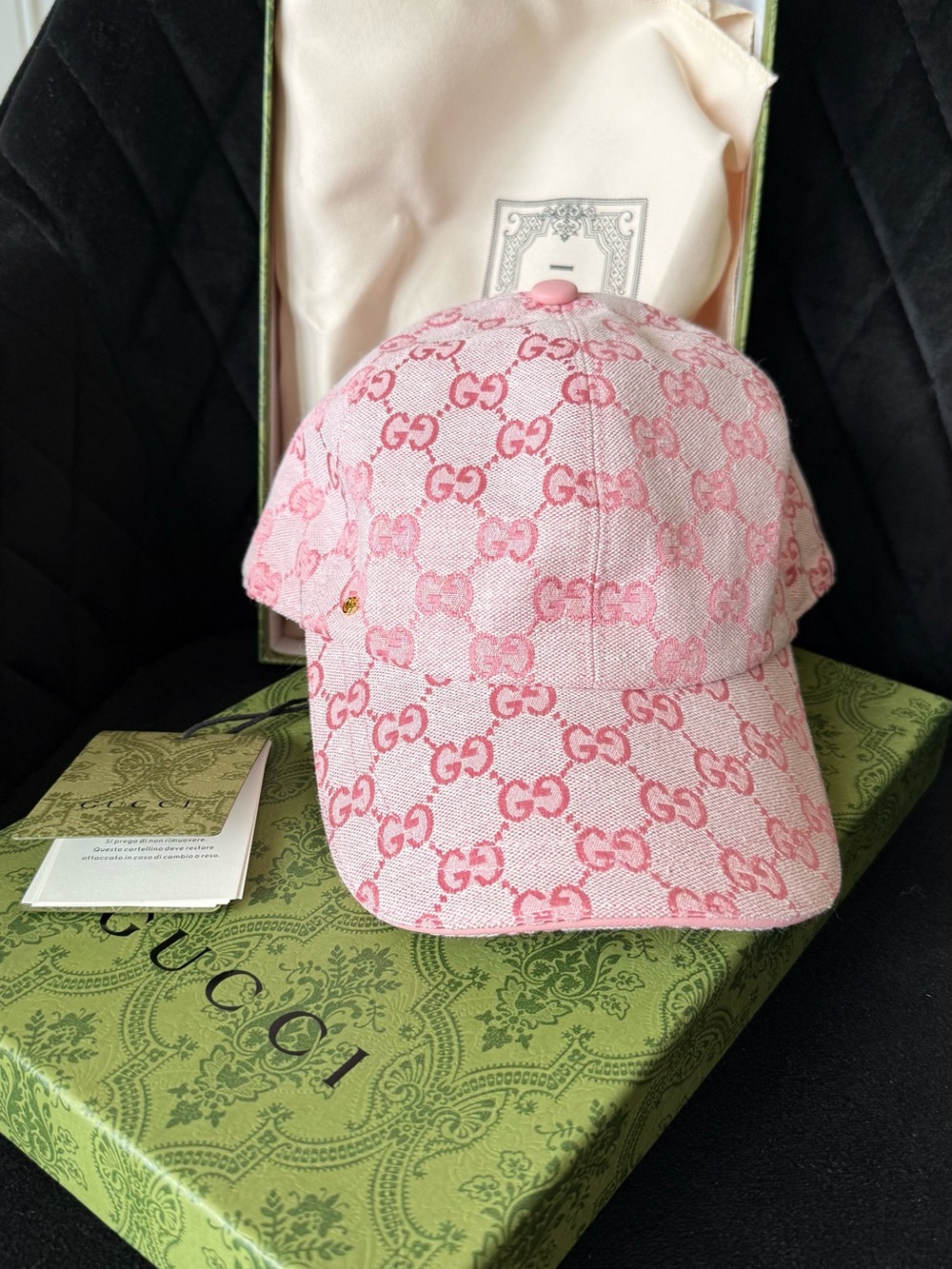Gucci Pink GG Monogram Baseball Hat